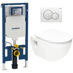 Pack bati - support geberit wc sans bride swiss aqua technologies + abattant softclose + plaque blanche ...