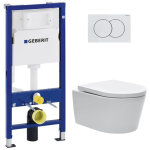 Geberit - pack bati - support up100 + plaque delta01 blanche + cuvette suspendue sat sans bride et fixations ...