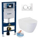 Pack bati - support geberit up320 + wc sans bride livea bello + abattant softclose + plaque blanc chrome ...