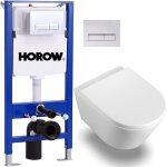 Pack bati - support horow wc sans bride superspin chasse d'eau monotrou, fixations invisibles + abattant ...