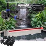 Le poisson qui jardine - pack complet cascade - lame d'eau 45 cm inox clairage led , pompe, tuyau, connecteur ...