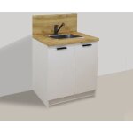 Kitchenette blanche 80cm avec evier et mitigeur