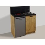 Inoval - kitchenette ch�ne golden 100cm + plaque de cuisson + refrigerateur + evier + mitigeur