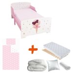 Bebegavroche - pack complet premium lit junior 140 cm ballerine lit + matelas & parure + couette + oreiller ...