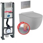 Pack complet wc bti autoportant + cuvette gris matt suspendu