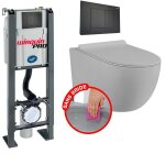Pack complet wc bti autoportant + cuvette gris matt suspendu