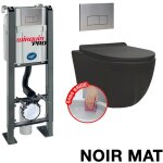 Coribi - pack complet wc sans bride bati autoportant + cuvette noir matt