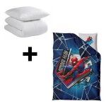Bebegavroche - pack couette oreiller junior et parure de lit spiderman - 120x150 cm