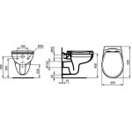 Porcher - pack cuvette suspendue matura sans bride avec abattant blanc
