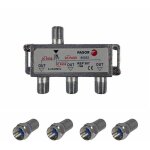 Pack fagor répartiteur antenne tv ou sat 1 entrée 3 sorties 5 - 2300mhz + 4 fiches f 7mm haute qualité ... Pack fagor répartiteur antenne tv ou sat 1 entrée 3 sorties 5 - 2300mhz + 4 fiches f 7mm haute qualité ...
