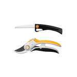 Pack fiskars s�cateur � lame franche - power lever - p751 - 24mm - scie de jardin sw16 - solid - 12cm ...