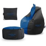 Happers - pack gamer bleu : pouf gamer pro + repose - pieds + coussin pack gamer pro bleu
