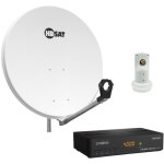 Pack hdsat parabole satellite acier 80cm avec support lnb + lnb single + d�codeur satellite astra hd ...