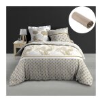 Cdaffaires - pack housse de couette 260 x 240 cm percale 78 fils melisse + dh 160x200 cm sable