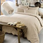 Pack housse de couette 260x240 cm chaude en flanelle + drap housse 160x200 candice beige