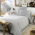 Pack housse de couette chaude en flanelle 140 x 200 cm + drap housse 90x190 gris clair