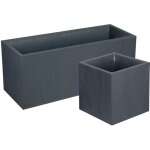 Eda - pack jardini�re rectangulaire 100 x 40 x 43, 5 cm + jardini�re carr�e 40 cm - gris anthracite