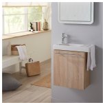 Pack lave mains chne oak bordolino avec lave mains porte serviette et robinetterie eau froide