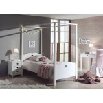 Pack - lit à baldaquin enfant & chevet 'amori' 90x200cm blanc Pack - lit à baldaquin enfant & chevet 'amori' 90x200cm blanc