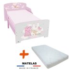 Lit + matelas peppa pig lit + sommier + lattes + matelas - 70x140 cm