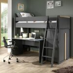 Paris prix - pack - lit mezzanine enfant, armoire & bureau 'london' anthracite Paris prix - pack - lit mezzanine enfant, armoire & bureau 'london' anthracite