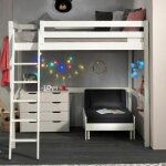 Paris prix - pack - lit mezzanine enfant, commode & fauteuil - lit 'pino ii' blanc Paris prix - pack - lit mezzanine enfant, commode & fauteuil - lit 'pino ii' blanc