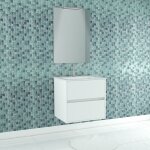 Aurlane - pack meuble salle de bains 60cm blanc 2 tiroirs, vasque, miroir 60x80 et rglette led - xenos ...