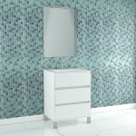 Aurlane - pack meuble salle de bains 60cm blanc 3 tiroirs, vasque, miroir 60x80 et rglette led - xenos ...