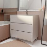 Pack meuble salle de bains 80 cm laqu� blanc, 3 tiroirs avec vasque c�ramique - xenos