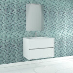 Aurlane - pack meuble salle de bains 80cm blanc 2 tiroirs, vasque, miroir 60x80 et rglette led - xenos ...