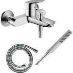 Pack mitigeur bain douche m�canique hansgrohe logis + flexible isiflex + pommeau hansgrohe pulsify e ...