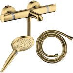 Hansgrohe - pack mitigeur bain douche thermostatique ecostat comfort + flexible isiflex + pommeau raindance ...