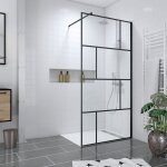Aurlane - pack paroi de douche 100x195 cm + receveur en acrylique blanc effet pierre 100x80