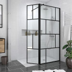 Aurlane - pack paroi de douche 90 + 40x195cm + receveur a carreler 140x90cm + bonde verticale - blocks ...