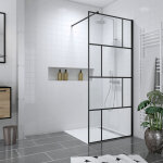 Aurlane - pack paroi de douche 90x195 cm + receveur en acrylique blanc effet pierre 90x90