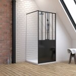 Aurlane - pack paroi de douche 90x200 cm noir mat - verre trempe 5 mm + receveur a poser extra plat 90x90 ... Aurlane - pack paroi de douche 90x200 cm noir mat - verre trempe 5 mm + receveur a poser extra plat 90x90 ...