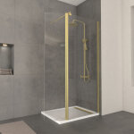 Aurlane - pack paroi de douche et volet pivotant 80 + 40x200 cm - profilé + barre de fixation or doré ... Aurlane - pack paroi de douche et volet pivotant 80 + 40x200 cm - profilé + barre de fixation or doré ...