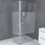 Aurlane - pack paroi de douche et volet pivotant 90 + 40x200 cm - bande dpolie - barre de fixation chrome ...