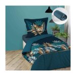 Pack parure de couette enfant 140x200 cm alianor + drap housse 90x190 bleu Pack parure de couette enfant 140x200 cm alianor + drap housse 90x190 bleu