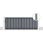 Pack portail coulissant 400x140cm veymont + 2 poteaux eifel h. 166cm gris