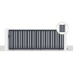Casanoov - pack portail coulissant 400x140cm veymont + portillon 1m veymont h. 140cm gris