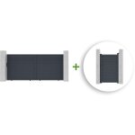 Pack portail coulissant carpatia 350x160cm + portillon carpatia 100x160cm gris