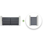Casanoov - pack portail coulissant vogel 300x140cm + portillon vogel 100x140cm gris