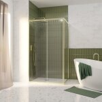 Aurlane - pack porte de douche coulissante 120x200cm et retour 90cm - profil�s or dor� bross� - verre ...