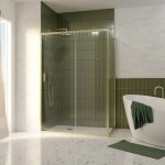 Aurlane - pack porte de douche coulissante 140x200cm et retour 90cm - profil�s or dor� bross� - verre ...