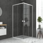 Aurlane - pack porte de douche coulissante blanc de 78  90x185cm + receveur 90x90 - whity slide