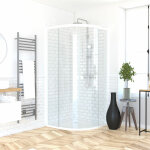 Aurlane - pack porte de douche coulissante blanc de 89 à 90x190 cm + receveur - whity round slide Aurlane - pack porte de douche coulissante blanc de 89 à 90x190 cm + receveur - whity round slide