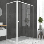Aurlane - pack porte de douche coulissante blanc extensible 140x185 + paroi de retour 80cm + receveur ... Aurlane - pack porte de douche coulissante blanc extensible 140x185 + paroi de retour 80cm + receveur ...
