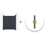 Casanoov - pack portillon aluminium eiger 100x115cm + 2 poteaux h. 166cm gris