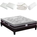 Hypsom - pack prt  dormir divin 140x190 cm matelas ressorts ensachs + sommier + accessoires